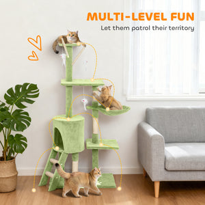 53" Cat Tree Tower, Kitten Activity Centre with Scratching Posts, Condo, Perches, Ladder, Hammock – view 24