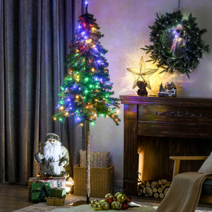 6' Artificial Christmas Tree with Warm White or Colourful LED Lights, Pencil Shape, Steel Base