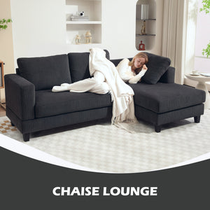 L Shaped Couch, L Shape Sofa with Chaise Lounge and Spring Cushion for Living Room, Bedroom, Beige – view 10