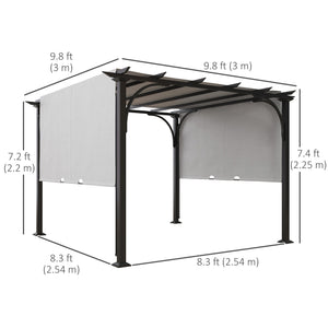10' x 10' Outdoor Pergola Patio Gazebo Canopy Sun Shelter, Steel Frame, Beige – view 23