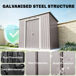7' x 4' Galvanised Steel Garden Shed, with Foundation Kit - Green – view 17