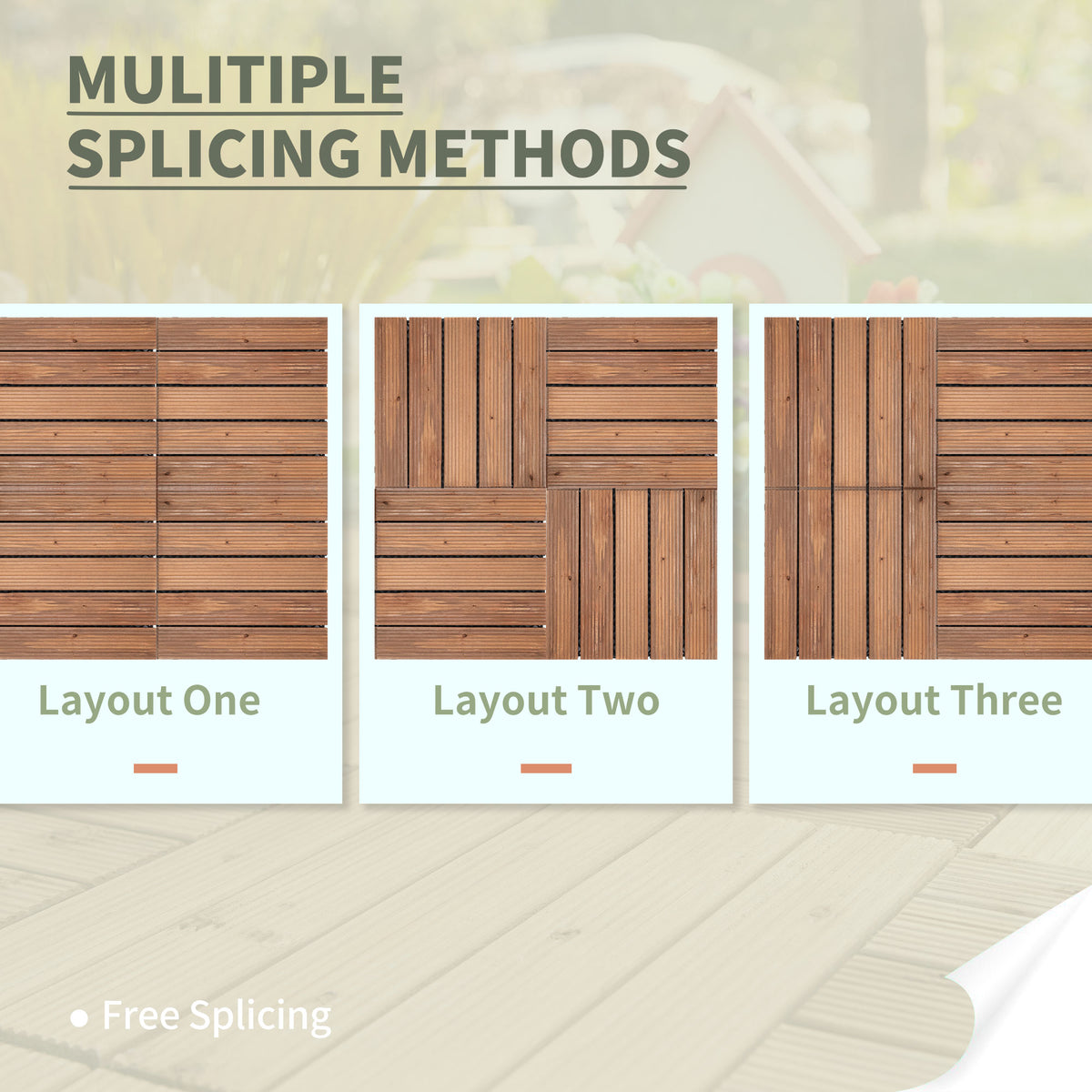 27 Pcs Wood Interlocking Deck Tiles, 12 x 12in Outdoor Flooring Tiles for Indoor and Outdoor Use – view 14