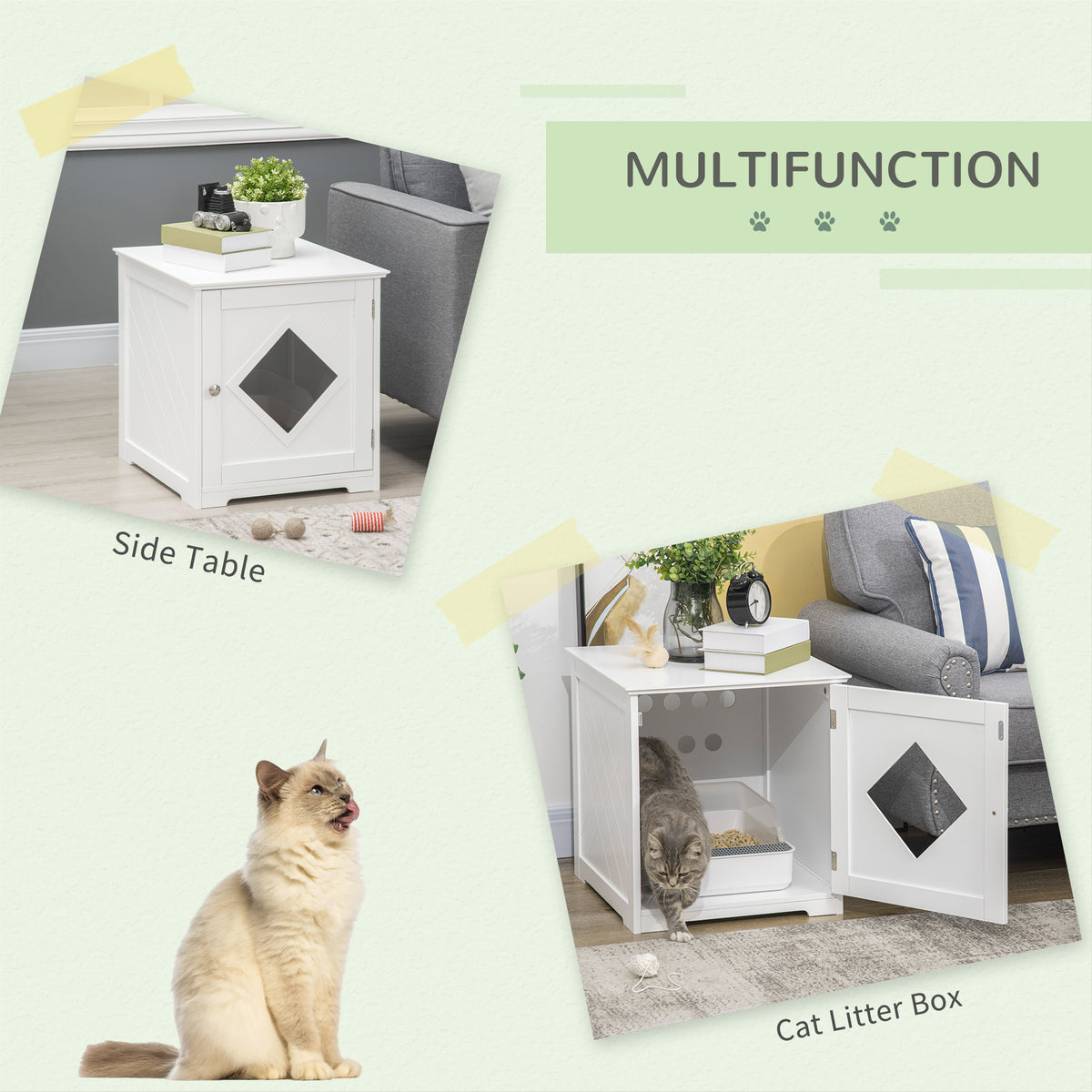 Cat Litter Box Enclosure End Table, Indoor Cat Washroom with Magnetic Door – view 10