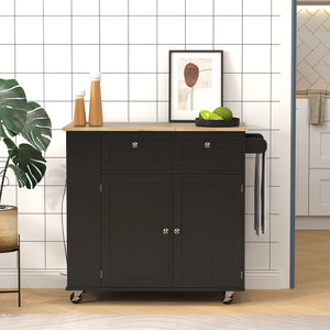 Kitchen Island with Power Outlet and Drop Leaf, Rolling Kitchen Cart with 2 Drawers and Adjustable Shelves – view 7