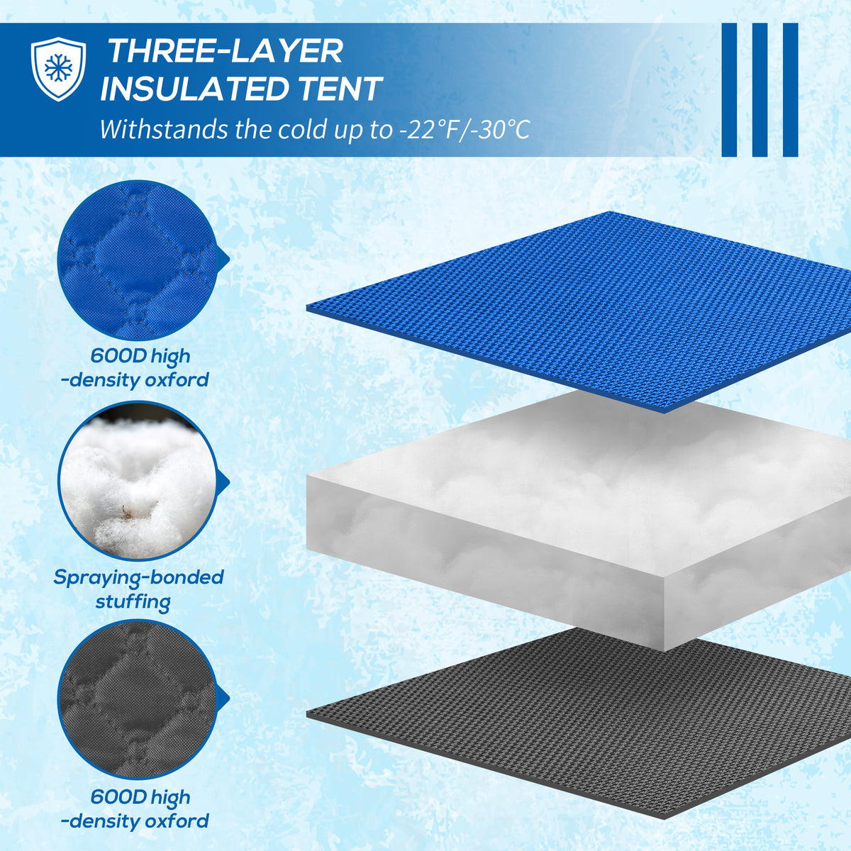 4 Person Insulated Ice Fishing Shelter, Pop-Up Portable Ice Fishing Tent with Carry Bag and Two Doors for – view 11