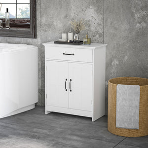 Bathroom Storage, Bathroom Cabinet with 2 Doors, Adjustable Shelves for Living Room Kitchen, 23.6"x11.8"x29.5", White