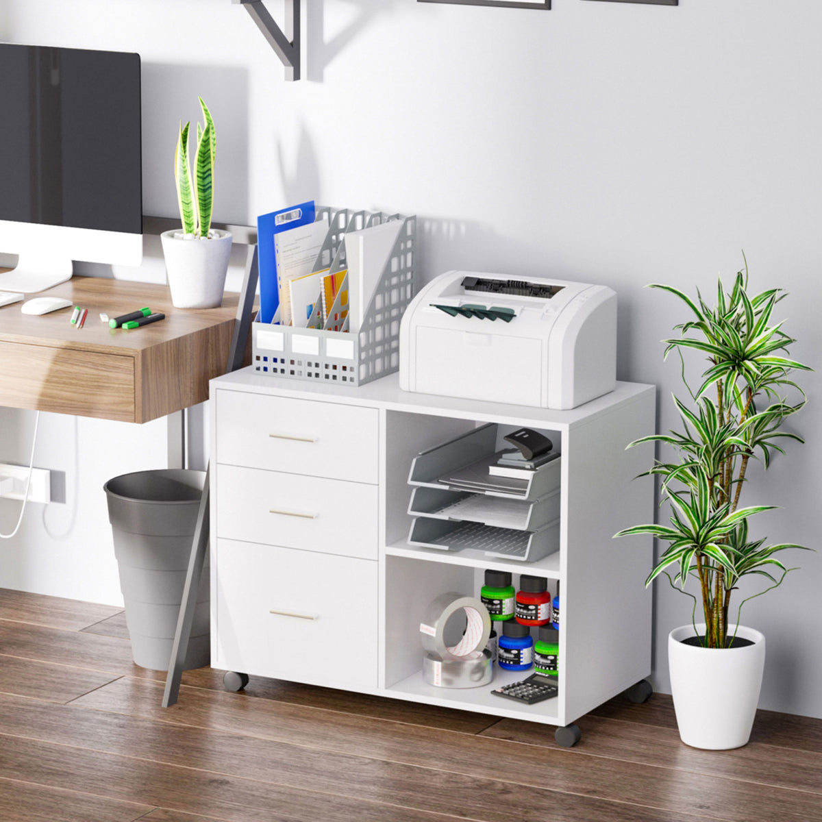 Modern Lateral Filing Cabinet, 3 Drawer File Cabinet for Letter and A4 Size Documents, Mobile – view 14