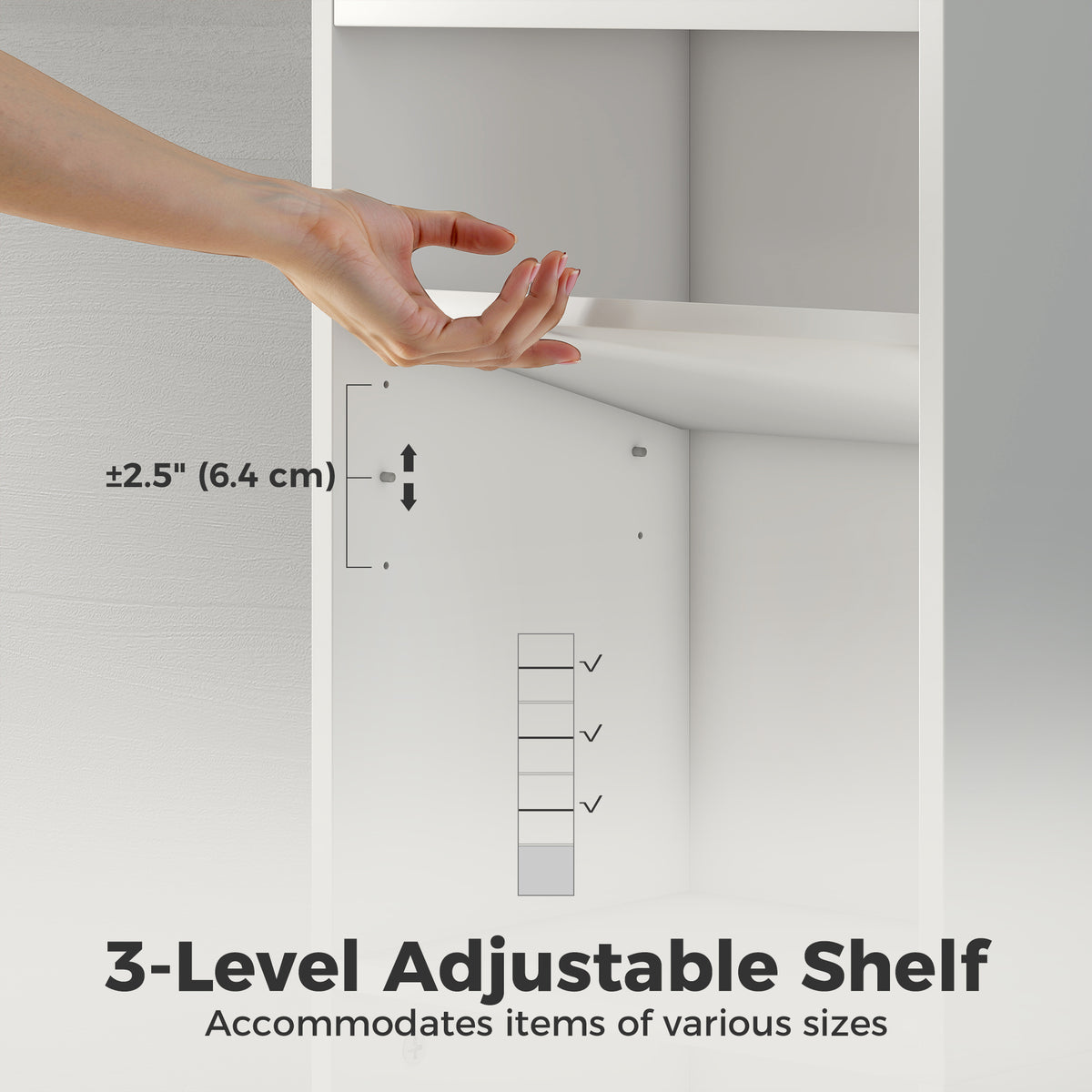 7-Tier Bookcase, Display Shelf Unit with Adjustable Shelf and Cabinet, White