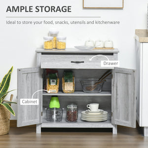 Farmhouse Sideboard Buffet Cabinet, Storage Cabinet with Barn Doors, Grey Grain