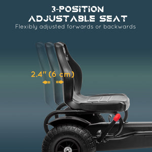 Aosom Pedal Go Kart for Kids, Pedal Car with Adjustable Bucket, Handbrake, 4 Rubber Wheels Powered Ride