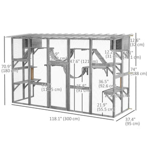 Large Outdoor Catio with Condos, Platforms, Doors, Ladders, Weather-Resistant Roof, Grey – view 2