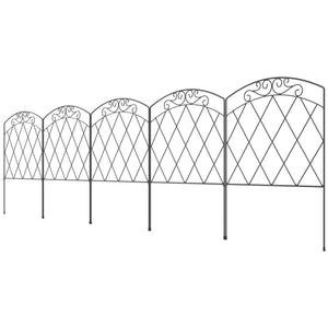 5 Pack Garden Fencing for Yard, Decorative Fence Panels as Flower Edging, Swirls Black