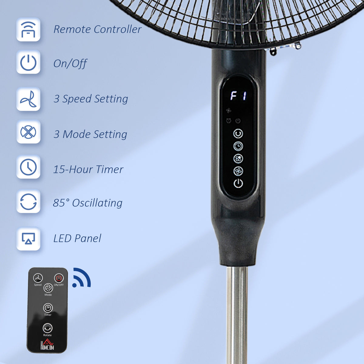 Standing Floor Fan with Remote Control, Stand Up Cooling Fan, Tall Pedestal Electric Fan for Home Bedroom – view 10