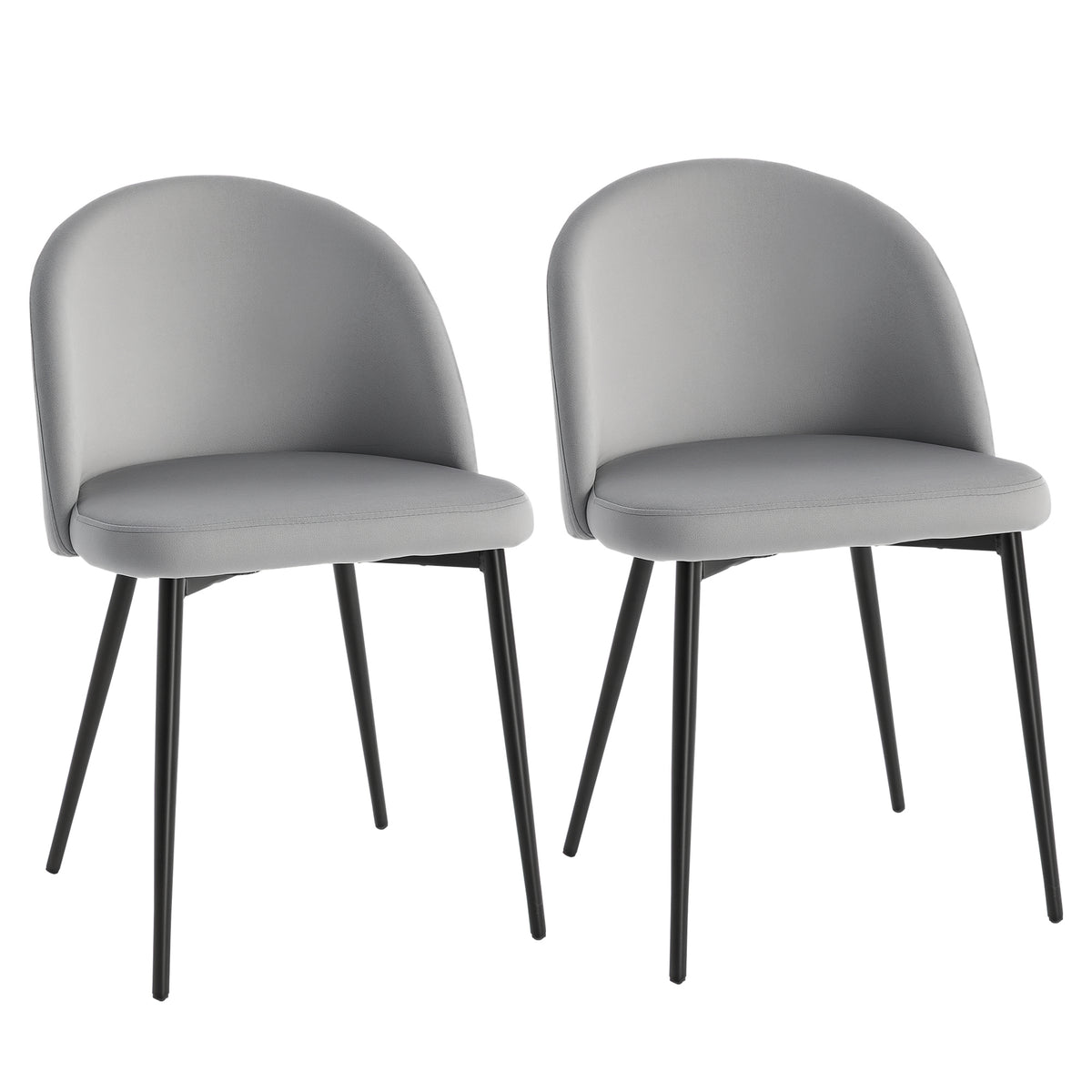 Set of 2 Mid-Back Dining Chair, Mid-Back Velvet-touch Upholstery Kitchen Chair for Living Room Dining Room, Dark Blue