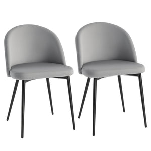 Set of 2 Mid-Back Dining Chair, Mid-Back Velvet-touch Upholstery Kitchen Chair for Living Room Dining Room, Dark Blue