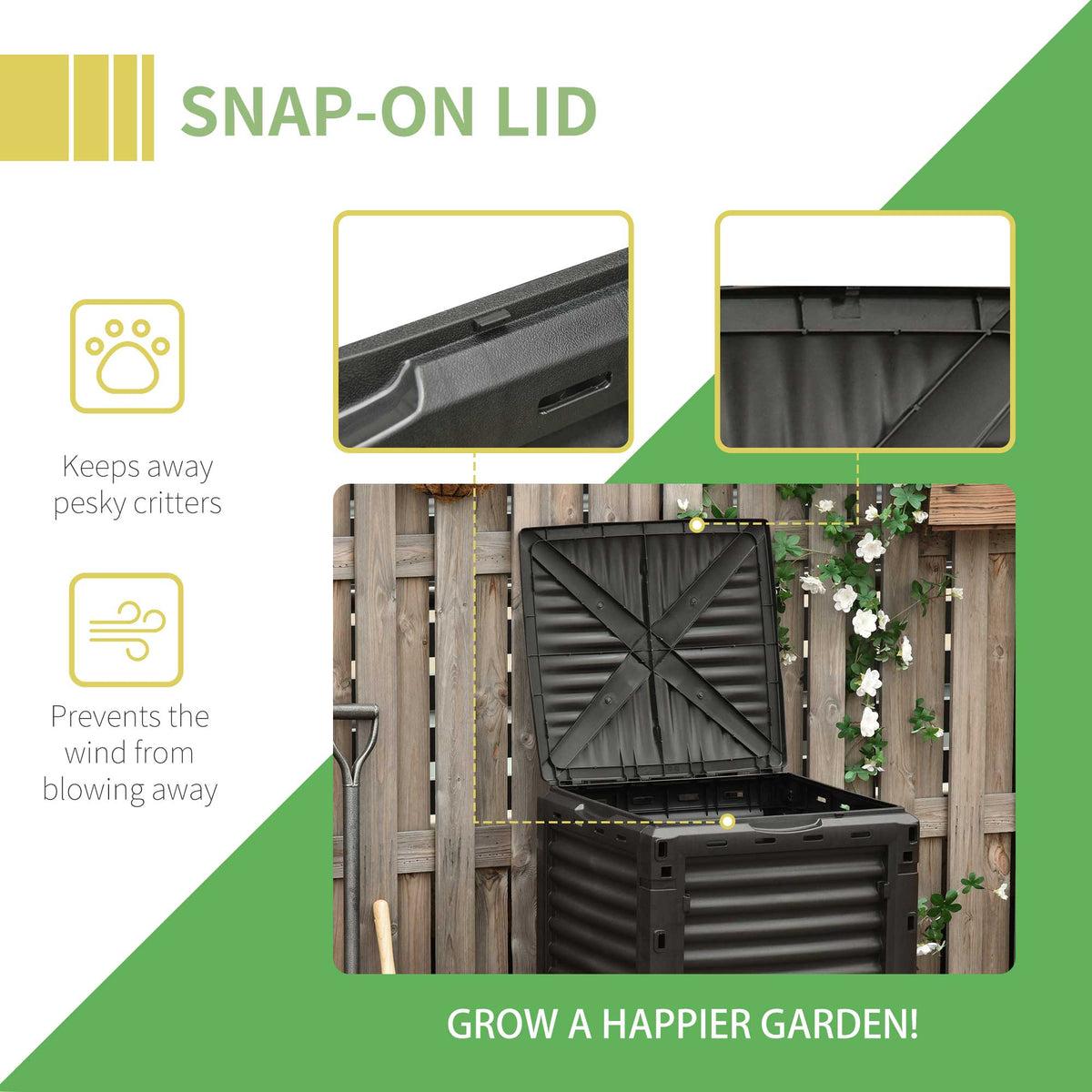 Garden Compost Bin Large Outdoor Compost Container 80 Gallon Fast Creation of Fertile Soil Aerating Compost – view 5