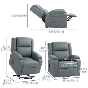 Lift Chair for Seniors, PU Leather Upholstered Electric Recliner Chair with Remote, Side Pockets – view 9