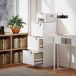 Lockable Filing Cabinet with 2 Fluted Drawers, File Cabinet with Adjustable Hanging Rails for A4 Letter – view 28