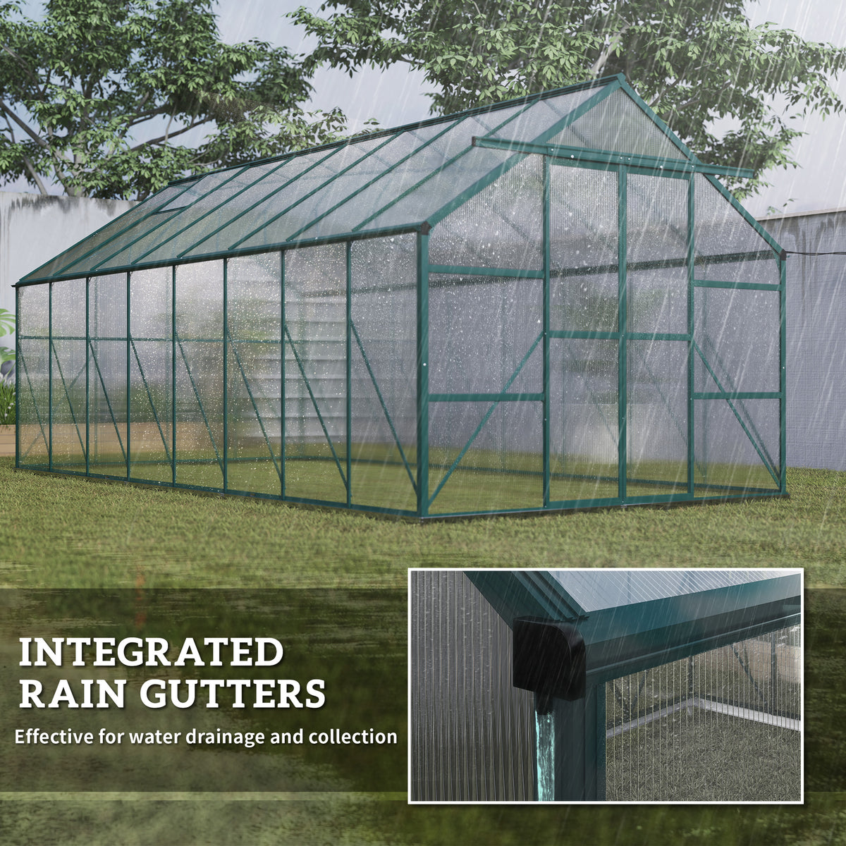 16' x 8' Aluminum Polycarbonate Greenhouse Walk-in Garden Greenhouse Kit with Adjustable Roof Vent – view 8