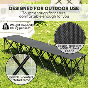 Portable 4-Seater Folding Camping Chair, Team Bench Chair with Carry Bag for Soccer Football Team, No Assembly