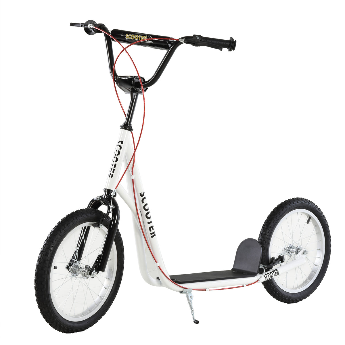 Aosom Kids Kick Scooter for 5+ Year Old, Kids Ride on Toy w/ 16'' Inflatable Wheel Dual Brakes