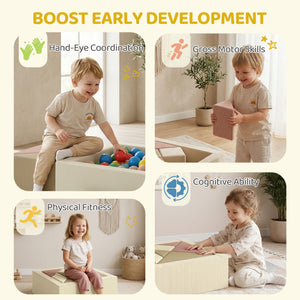 Qaba Toddlers Climbing Toys, 9-Piece Foam Climbing Blocks with Tangram Play, Washable Covers for Crawling or Ball Pit Play