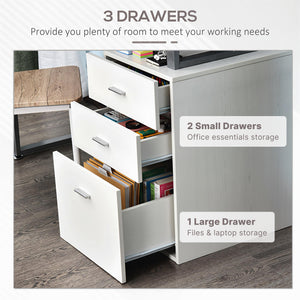 47" Computer Desk Writing Table Workstation with Multi-Use Reversible File Drawers Metal Frame Home Office – view 6