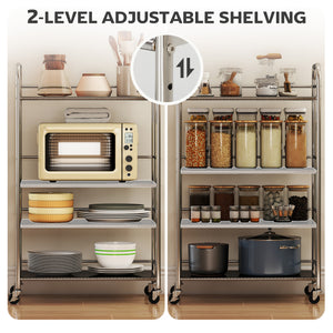 3 Tier Stainless Steel Rolling Cart with Adjustable Shelf, Utility Cart on Wheels with Handles for Kitchen – view 11
