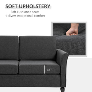 2-Seat Sofa Two-Seater Couch with Armrests and Wood Legs for Living Room, Bedroom, Dark Grey – view 3