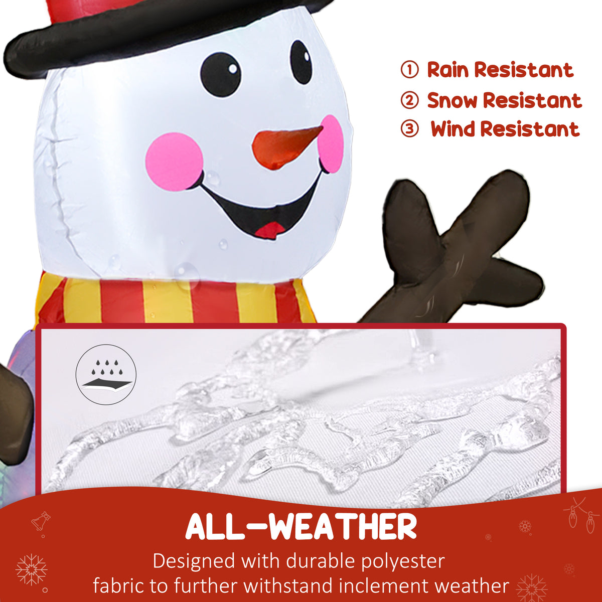 6FT Christmas Inflatables Snowman & Penguins with LED Lights and Flashing Projector Light, Blow Up Inflatable Decoration