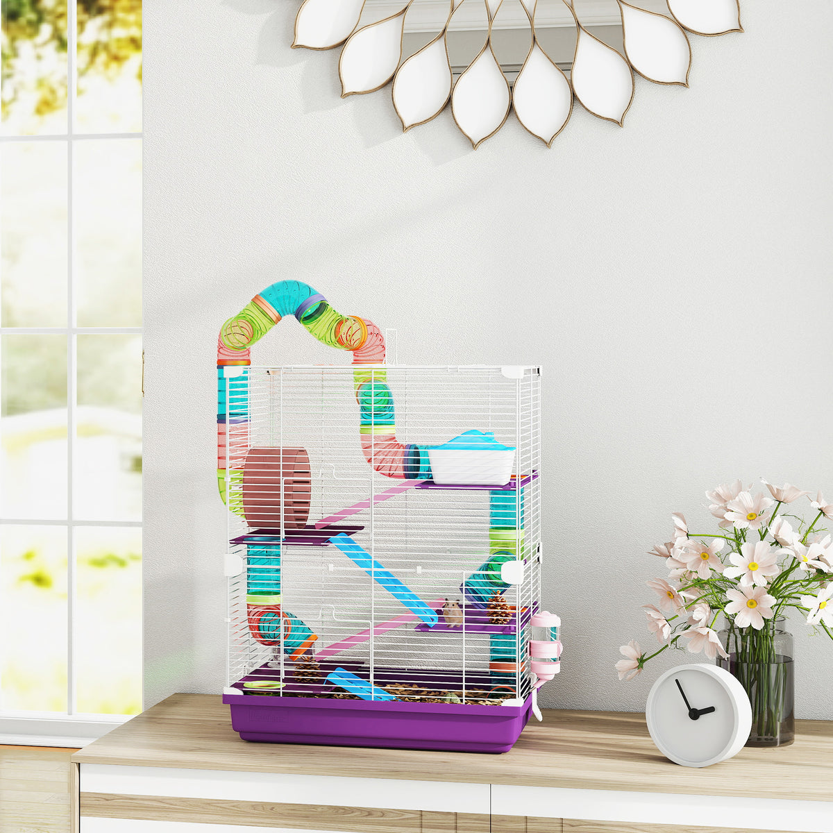 5 Tiers Hamster Cage Portable with Exercise Wheels Play Tube Water Bottle Dishes House Ladder for Gerbils – view 35