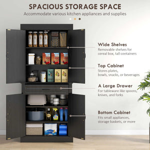 71" Freestanding Kitchen Pantry with 4 Doors and 2 Cabinets, Tall Storage Cabinet for Kitchen – view 3