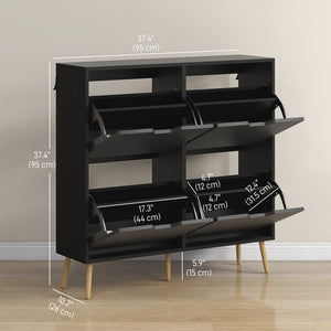 Shoe Storage Cabinet with 4 Flip Drawers and Adjustable Shelf, Shoe Cabinet for 8-16 Pairs of Shoes, Black – view 2