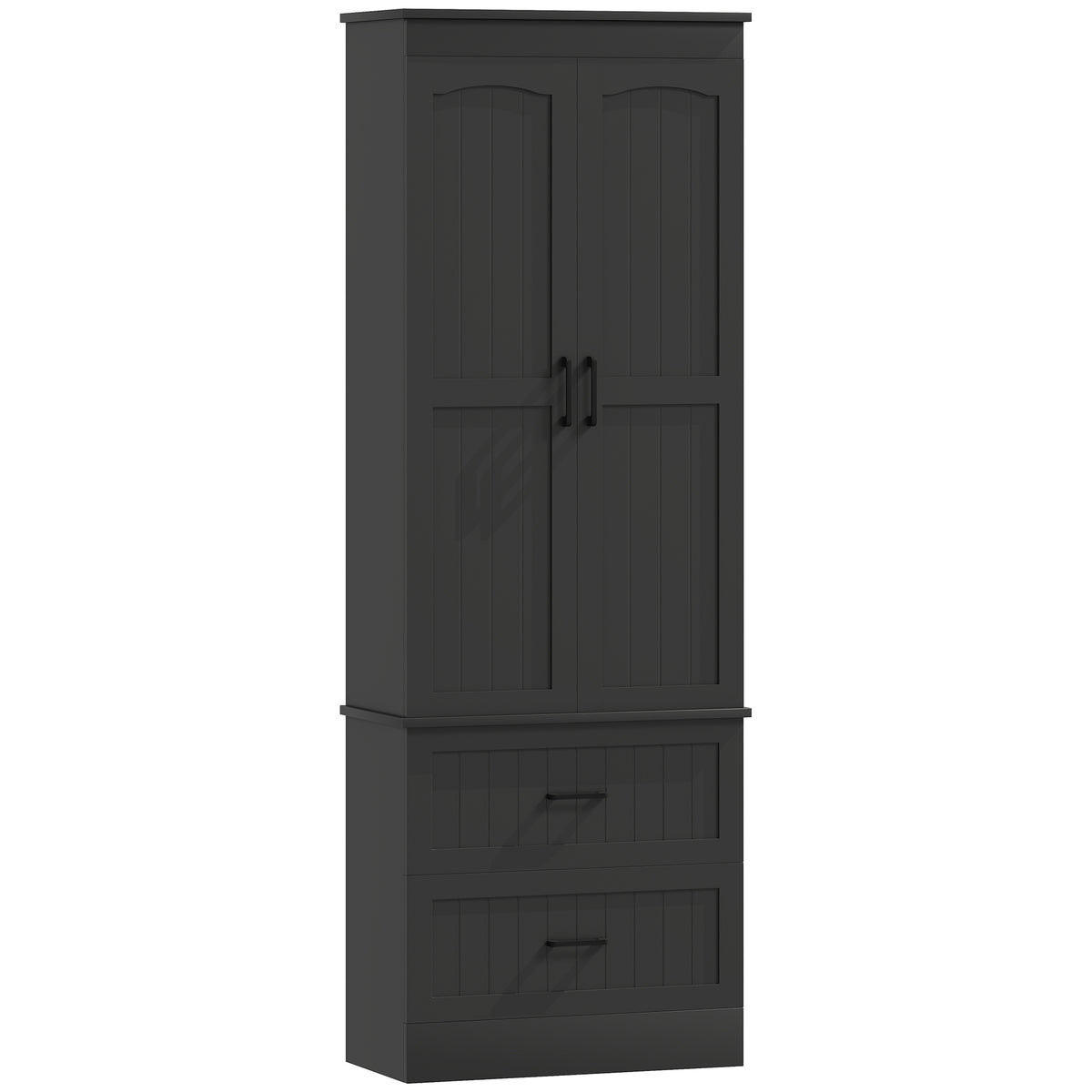 Tall Pantry Cabinet, 67" Kitchen Storage Cabinet with Adjustable Shelves and 2 Drawers for Kitchen, Dining Room, Black