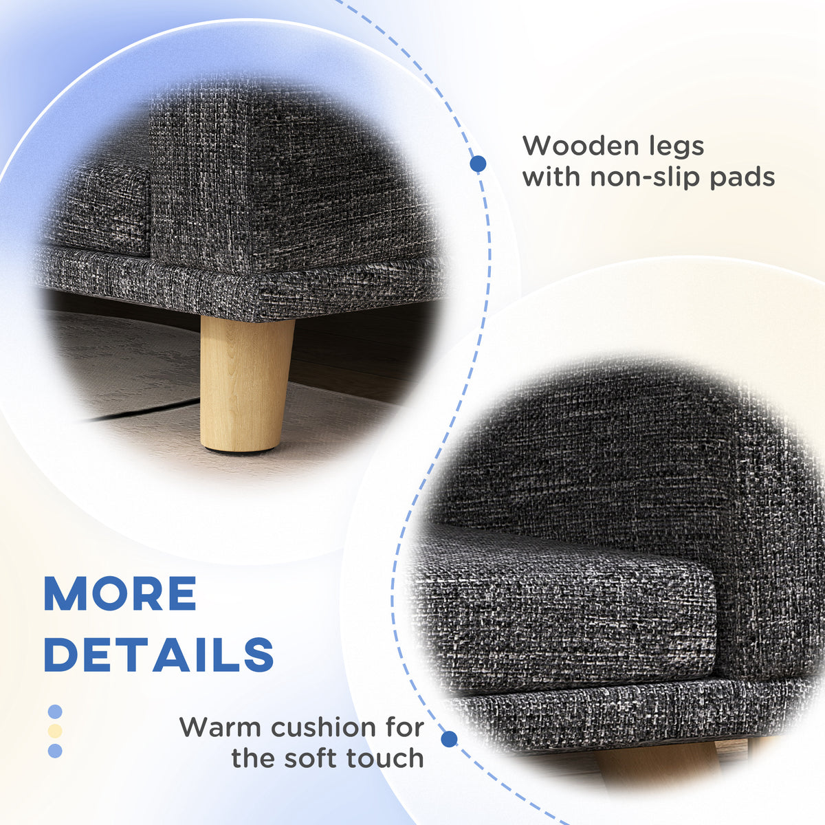 Dog Sofa for Large Dogs with Washable Cover, Anti-slip Foot Pads, Dark Grey – view 5