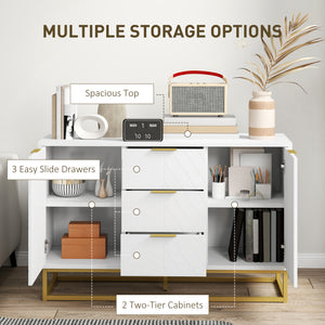 47" Storage Cabinet with Doors, Adjustable Shelves, 3 Drawers, Metal Legs for Kitchen Storage, Home Use – view 4