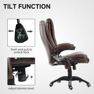 Reclining Massage Office Chair, Executive Office Chair with High Back, Swivel Wheels, Dark Brown