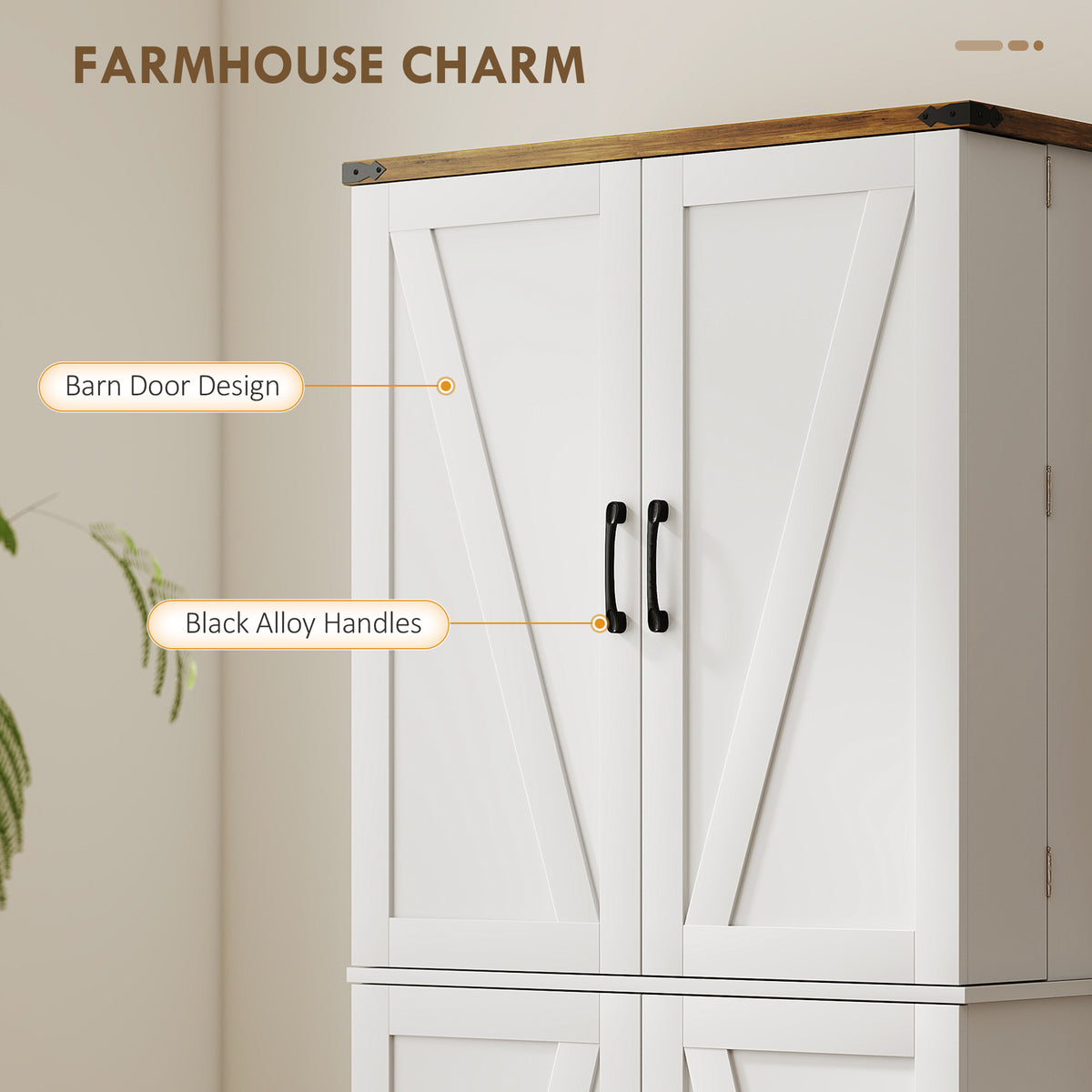 72" Kitchen Pantry Cabinet, Farmhouse Storage Cabinet with 4 Doors, Drawer – view 19