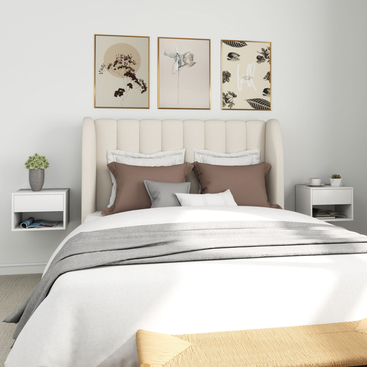 Floating Nightstand Set of 2, Wall Mounted Bedside Table with Drawer for Bedroom Black – view 28