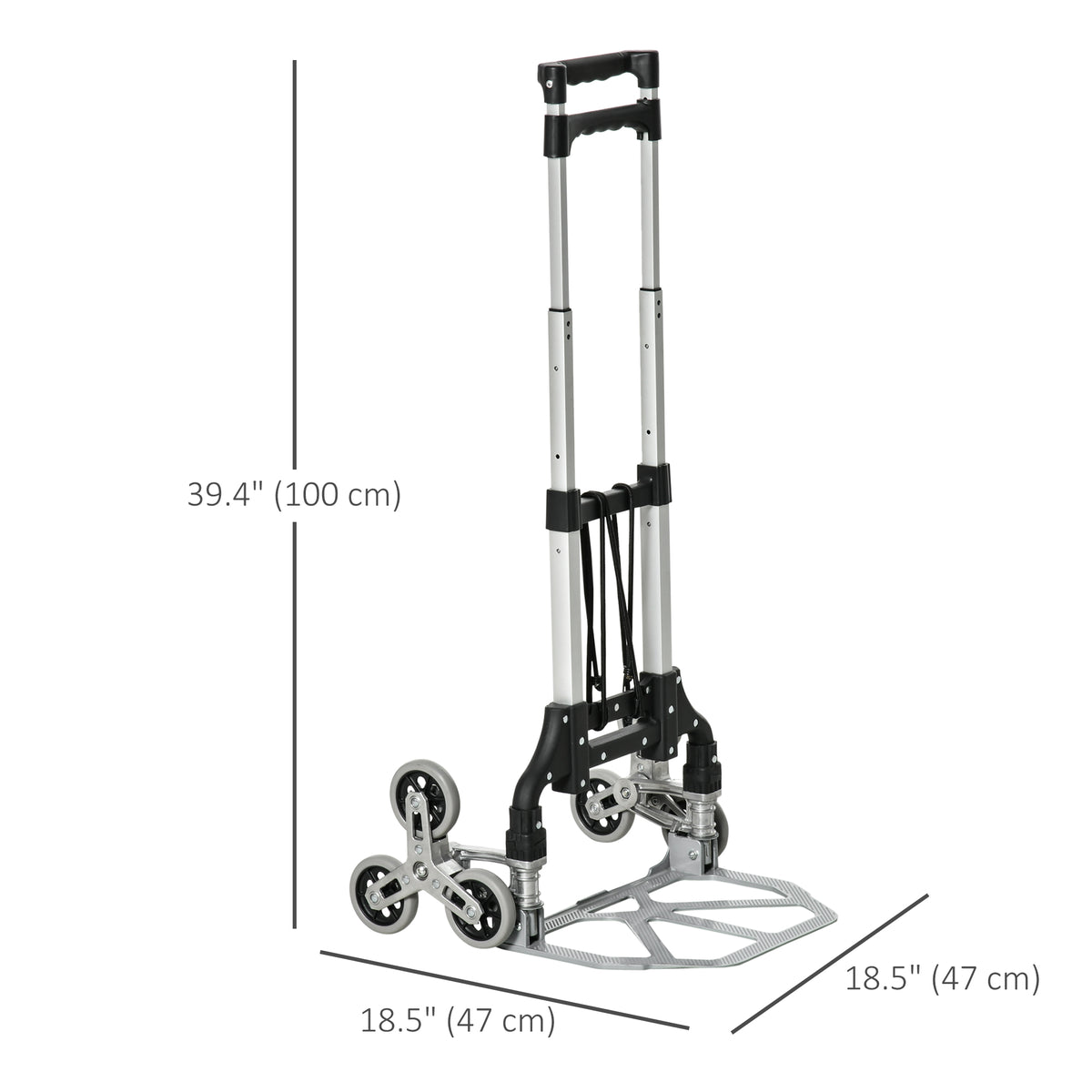 6-Wheels Stair Climber Hand Truck, Dolly Heavy Duty Folding Steel Load Cart with Adjustable Telescoping Handle for Moving, Luggage, Travel & Office, 154lbs Capacity