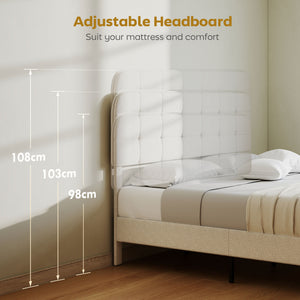 Queen Size Bed Frame with Adjustable Headboard Upholstered Platform Bed Frame with Wood Slat Support Noise – view 10