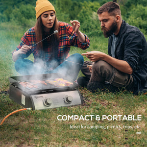 2 Burner Liquefied Gas Grill, Portable Tabletop BBQ Grill, for Camping, Picnic, Silver – view 5
