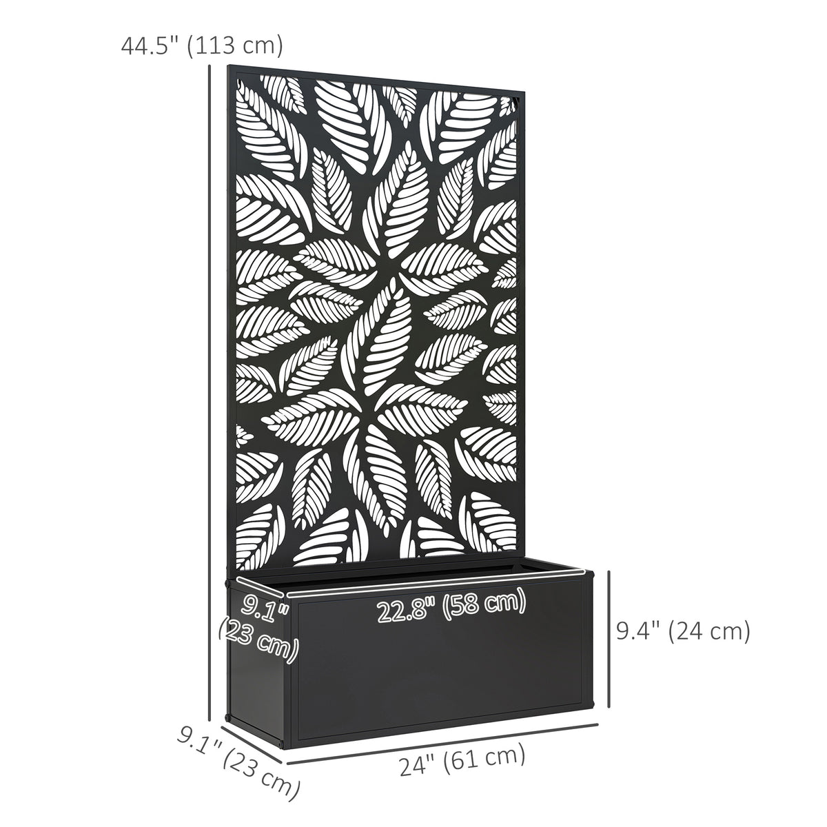 Metal Raised Garden Bed with Privacy Panel, Freestanding or Wall Mounted Outdoor Planter Box for Garden, Patio