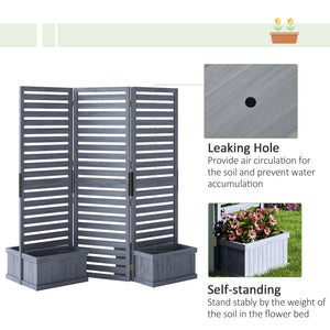 Outdoor Privacy Screen Wood Privacy Panel with 4 Planter Boxes, Raised Bed with 3 Panels, Drainage Holes – view 12