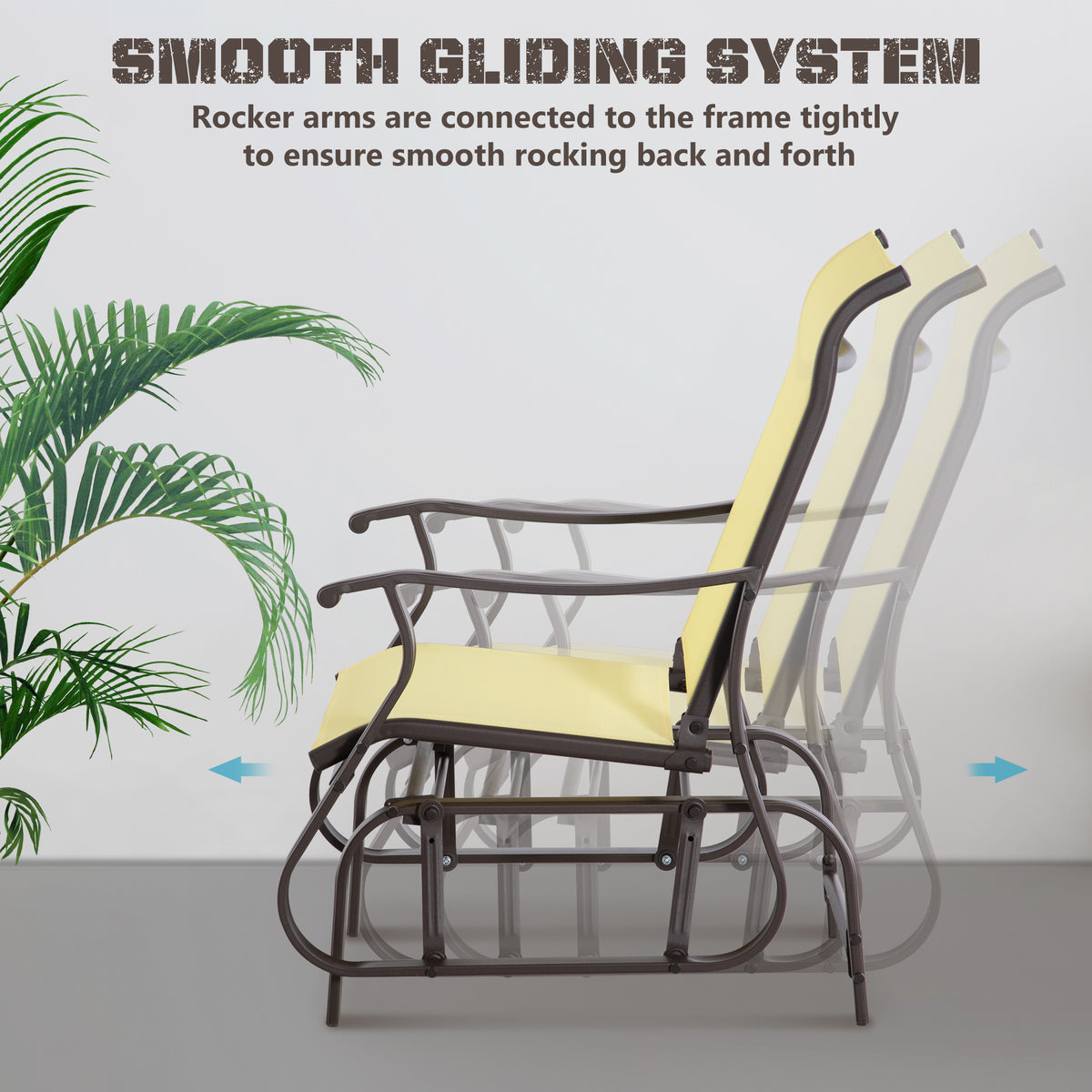 Outdoor Glider Chair, Patio Glider with Steel Frame and Mesh Fabric, Outdoor Chair for Backyard, Garden – view 3