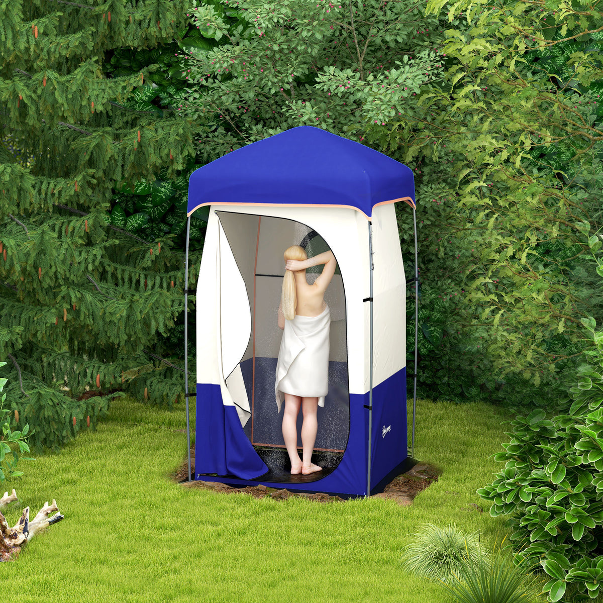 Camping Shower Tent, Portable Privacy Shelter with Solar Shower Bag, Removable Floor and Carrying Bag, Black – view 14