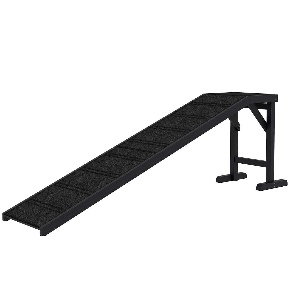 Pet Ramp Bed Steps for Dogs Cats Non-slip Carpet Top Platform Pine Wood 74"L x 16"W x 25"H Brown