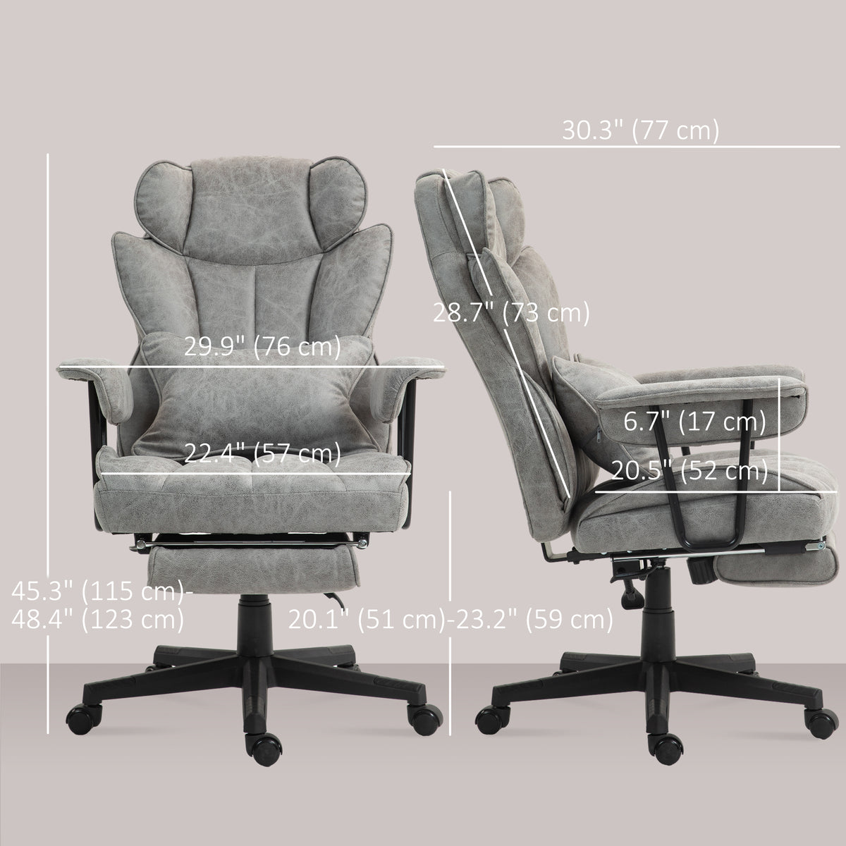 Big and Tall Office Chair with Foot Rest, 400LBS High Back Desk Chair with Padded Armrests, Lumbar Support – view 9