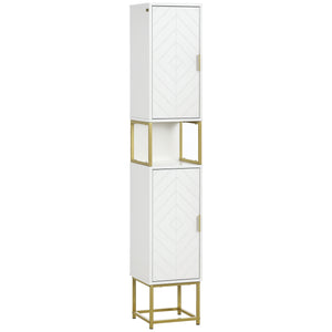 Tall Bathroom Storage Cabinet, Modern Narrow Bathroom Cabinet with Diamond Chevron Pattern and Adjustable – view 8