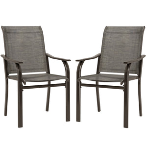 Patio Chairs Set of 2 with Armrest and High Backrest, for Backyard, Balcony, Porch, Poolside, Deck, Garden, Brown